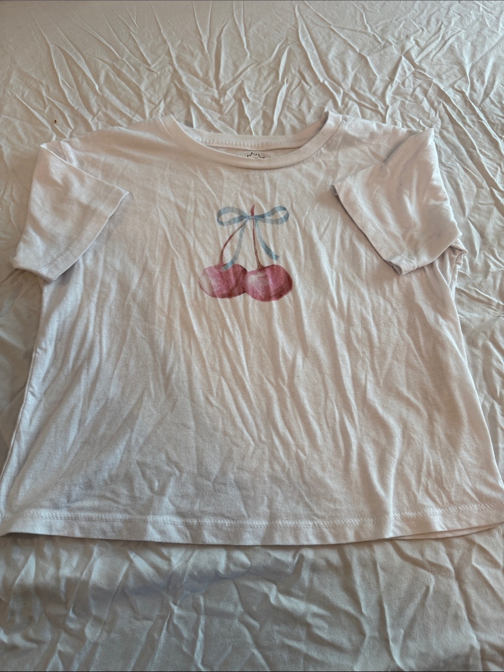 Fifth Sun White Kids Cherry Tee with Blue Bow